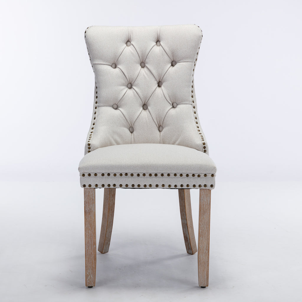 Beige Flax Dining Chair Set of 2 with Wood Legs — product image 4