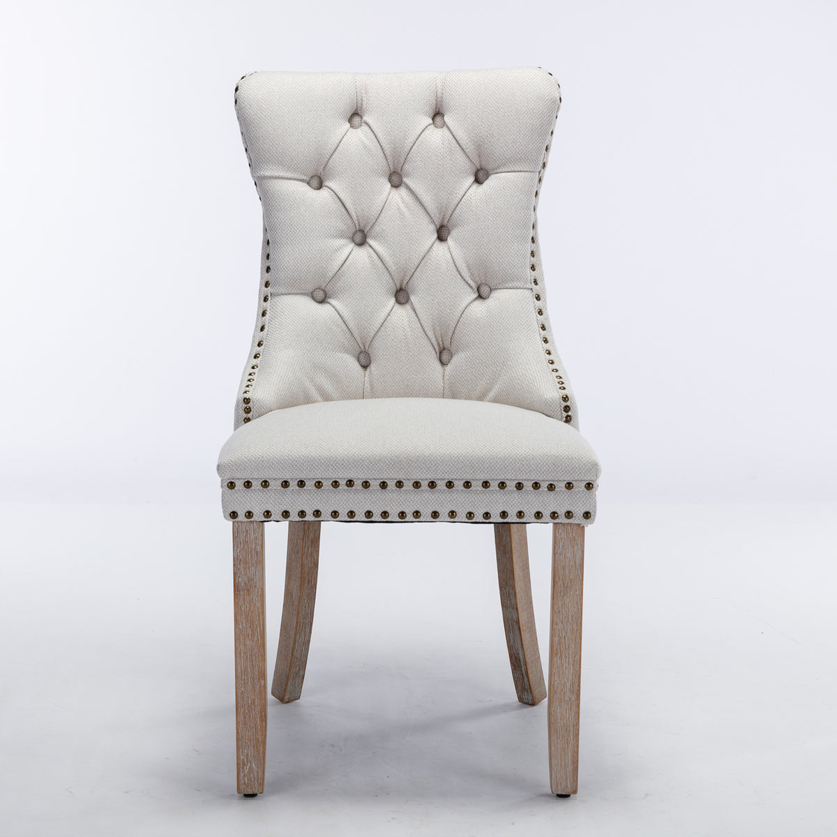 Beige Flax Dining Chair Set of 2 with Wood Legs — product image 4