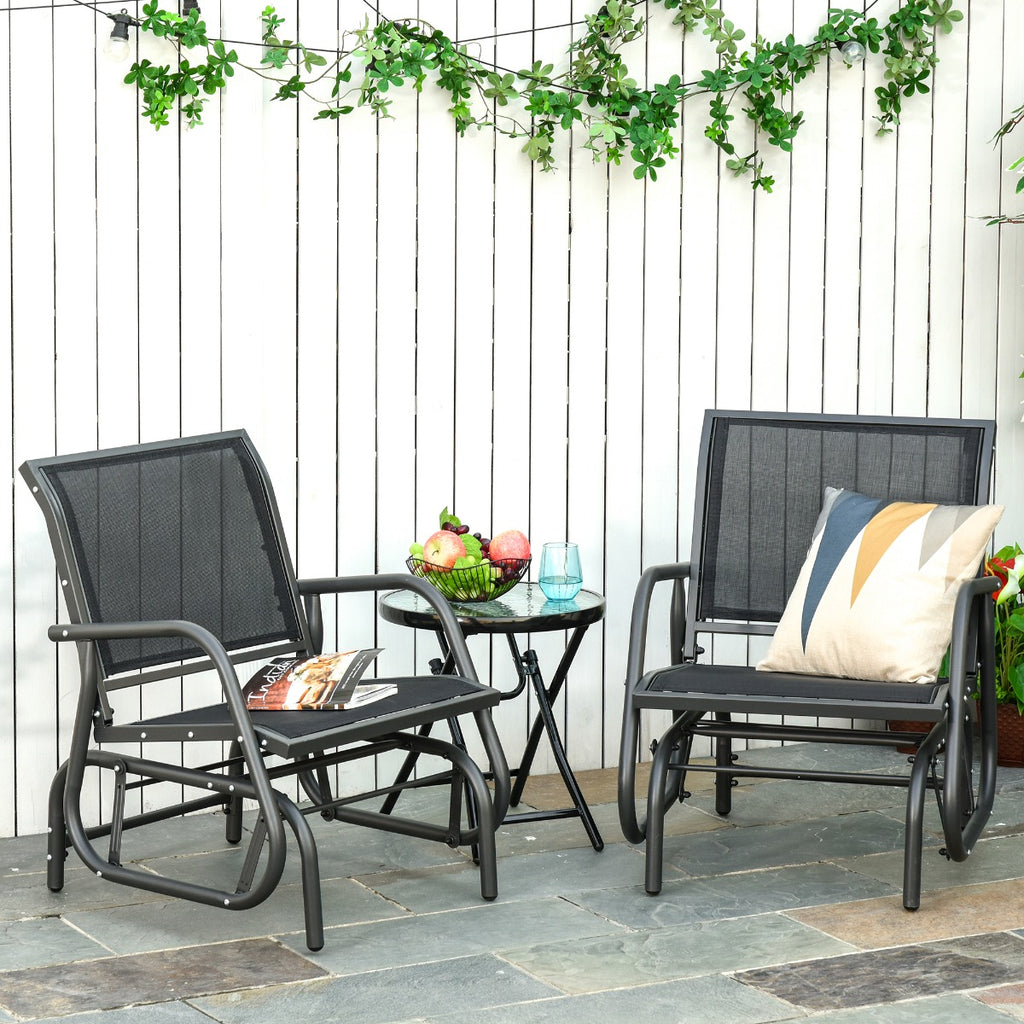 2-Piece Outdoor Glider Swing — Rocking Chair Set with Breathable Mesh Fabric — product image 2