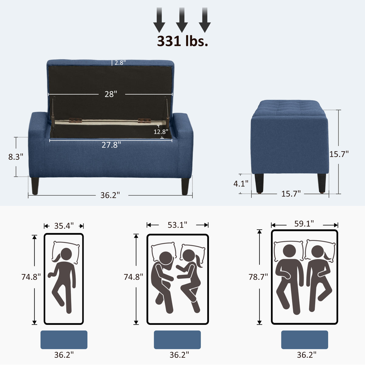 Upholstered Storage Ottoman Bench — Button Tufted Ottoman with Hidden Storage — product image 3