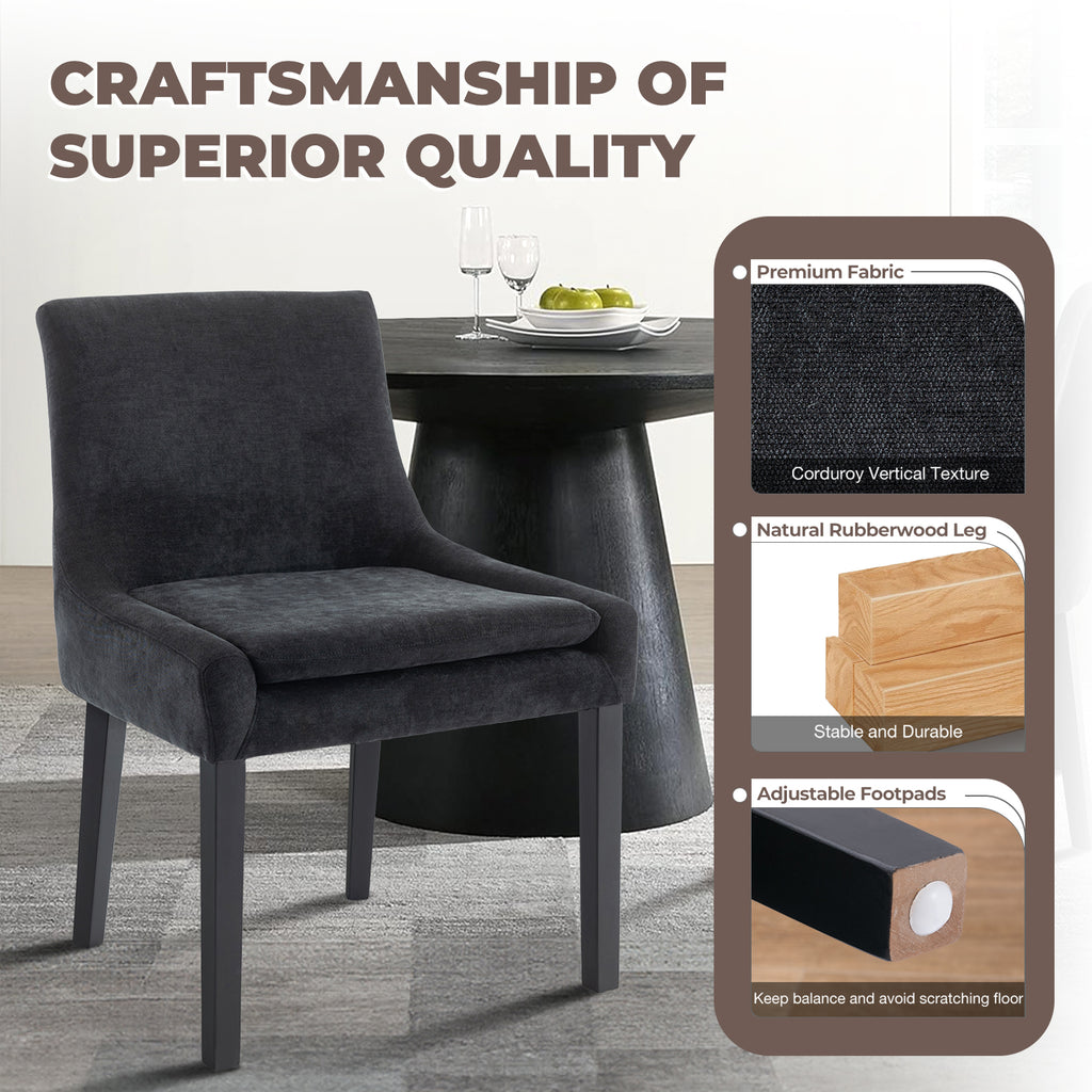 Upholstered Dining Chairs With Mid Back And Wood Legs, Set Of 2, Beige — product image 2