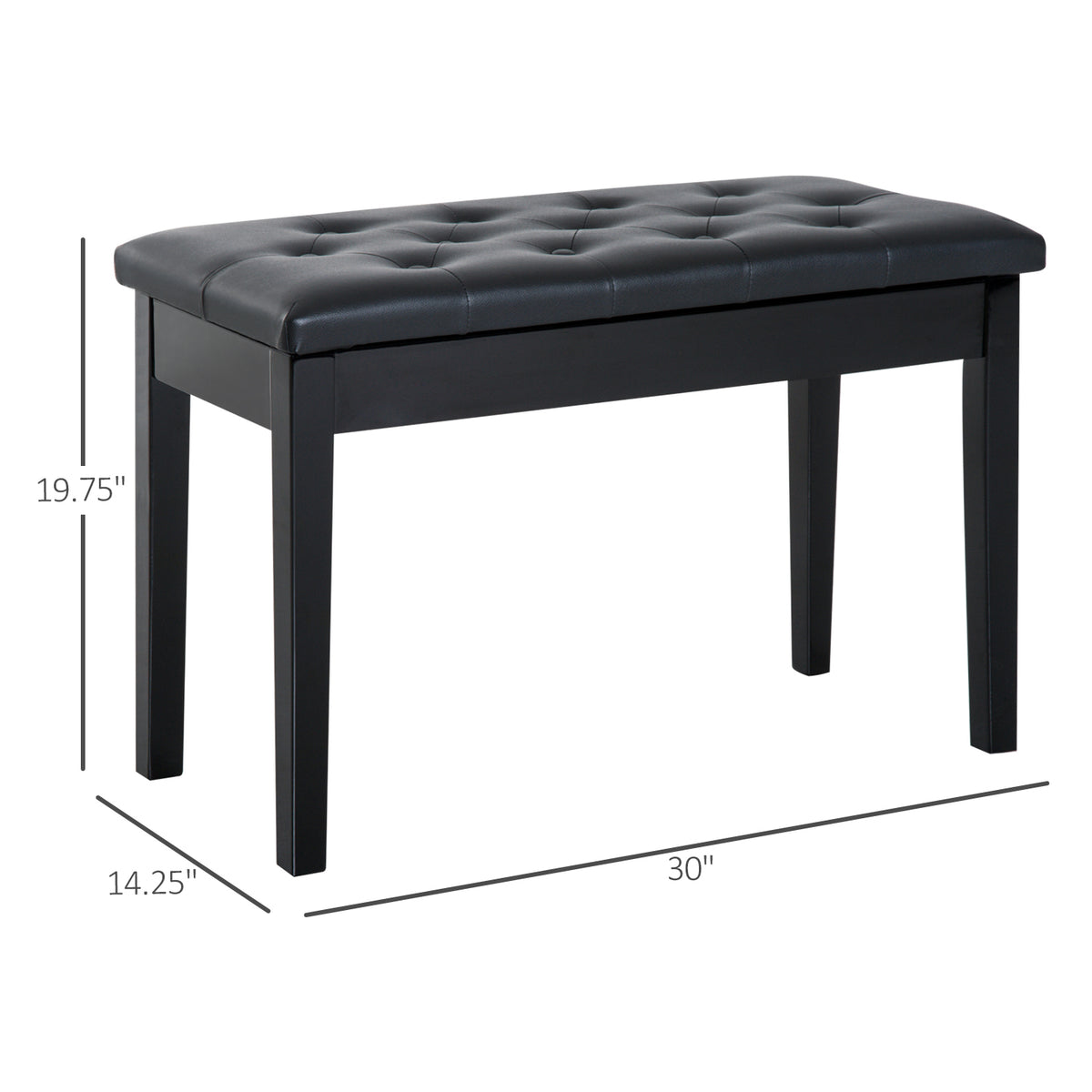 Piano Bench — Duet Piano Chair with Faux Leather Padded Cushion and Wooden Frame — product image 3