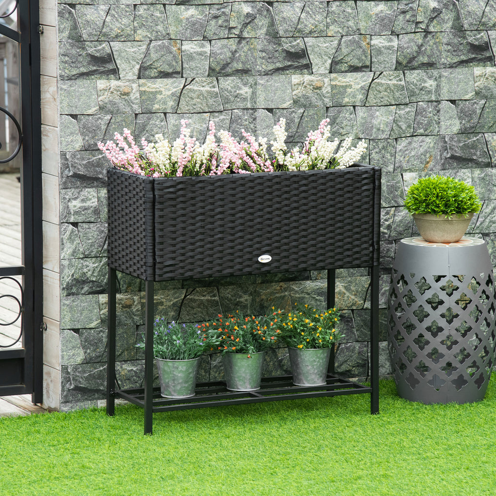 PE Rattan Wicker Raised Flower & Vegetable Planter — Rack Shelf Box — product image 3