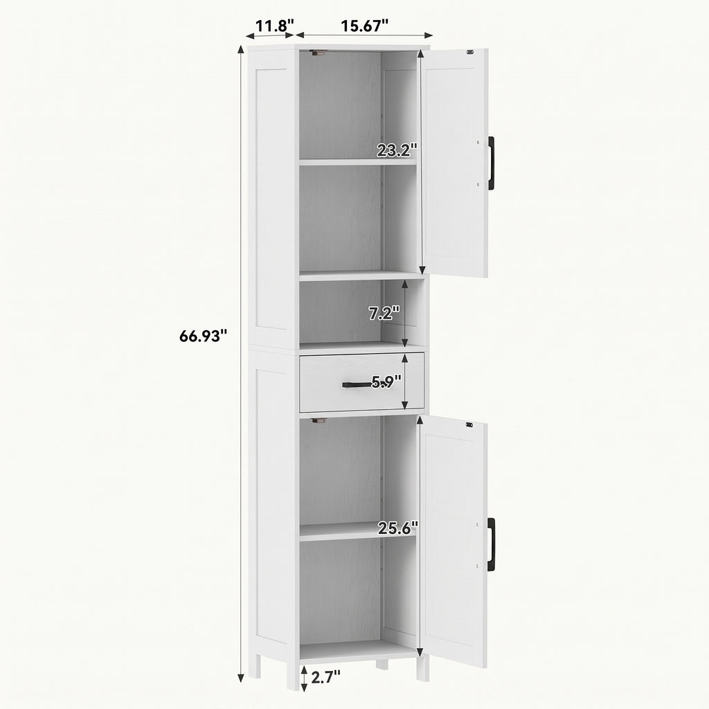 Tall Narrow Storage Cabinet — 2 Barn Doors with Drawer — product image 2