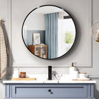 36 Inch Black Metal Framed Round Bathroom Mirror for Wall. — product image 2