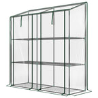 Lean-to Greenhouse, Portable Greenhouse with 3 Tier Shelves, 2 Roll-Up Zippered Doors, 56.3" x 18.1" x 59.4", Clear — product image 1