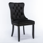 Nikki Modern, High-end Tufted Solid Wood Contemporary Velvet Upholstered Dining Chair With Wood Legs Nailhead Trim 2-Pcs Set, Black, SW2001BK — product image 2