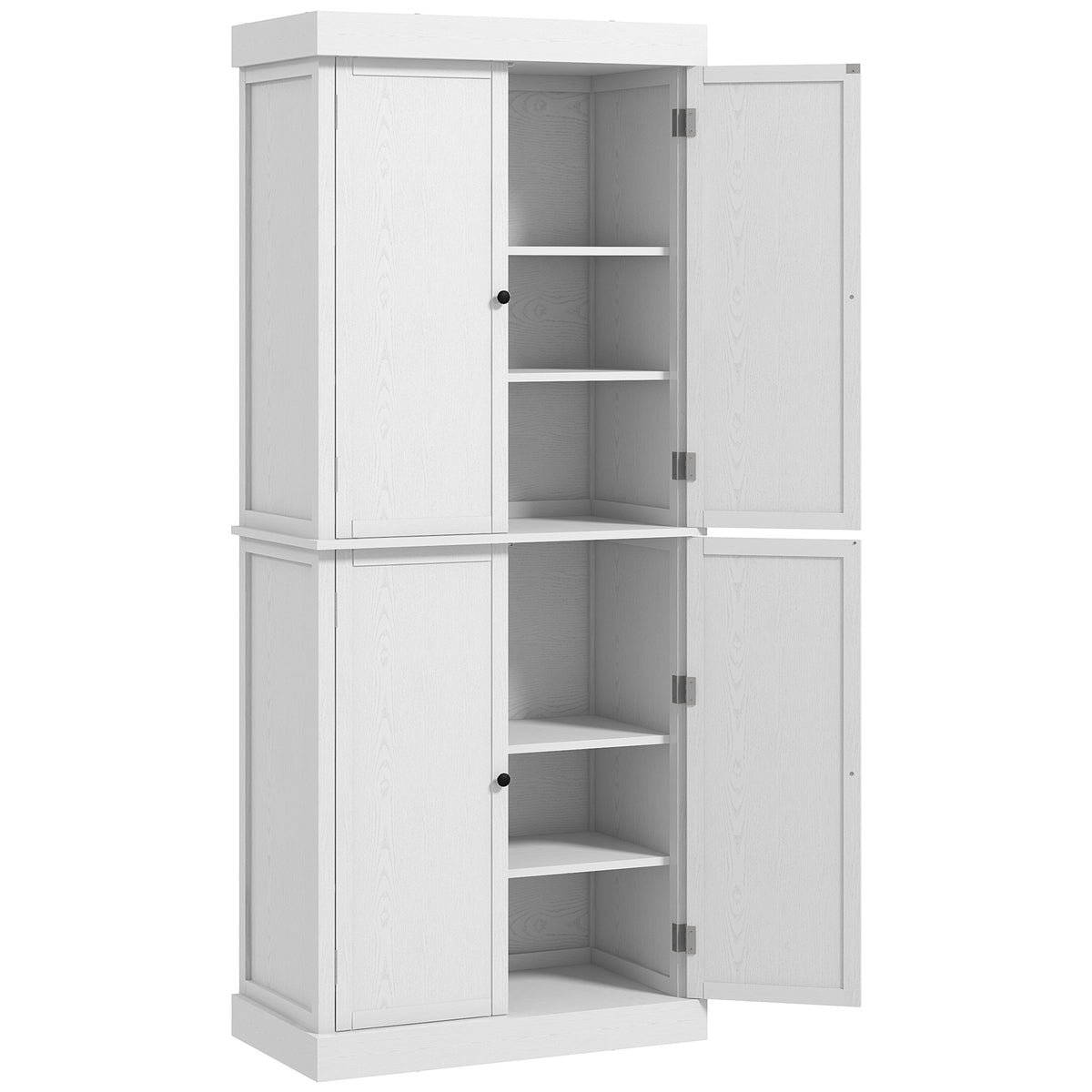  72" Kitchen Cabinet, Pantry Storage Cabinet with Doors and Shelves, Freestanding Food Pantry Cabinet, White Wood Grain — product image 1