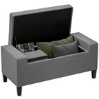 36" Ottoman with Storage, Storage Ottoman Bench with Lift Top and Rubberwood Legs, Linen Upholstered Entryway Bench with Seating for Living Room, Bedroom, Holds up to 330 lb, Gray — product image 1