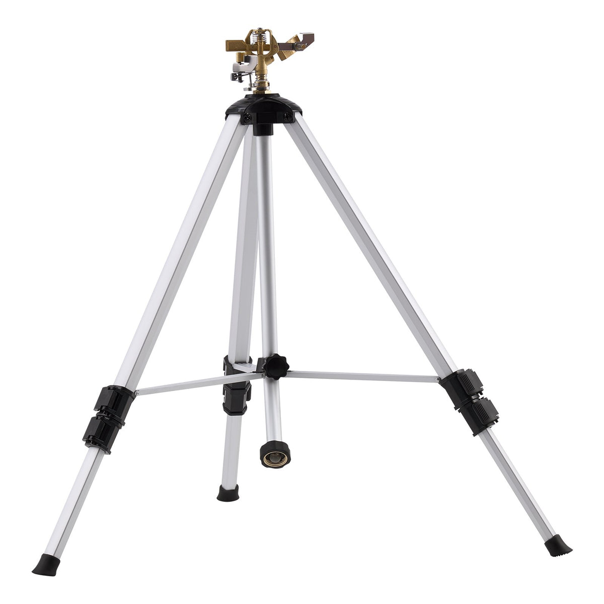 Impact Sprinkler On Tripod Base, Heavy Duty Tripod Sprinklers With Brass Head  3 4 Connector, 360 Degree Large Area Coverage Irrigation Sprinkler, Adjustable Heights Sprinkler For Yard Gray — product image 1