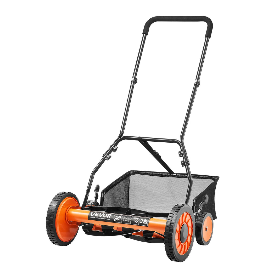 Manual Push Reel Lawn Mower 5-Blade Adjustable Height Grass Catcher 4 Wheels — product image 1