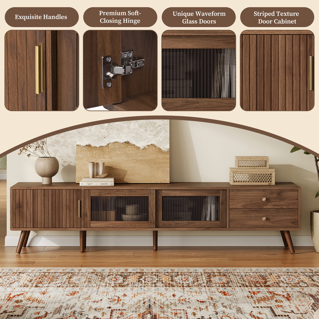 76 Modern Minimal Glass-Doors TV Stand for TVs Up to 85 Inches — product image 3