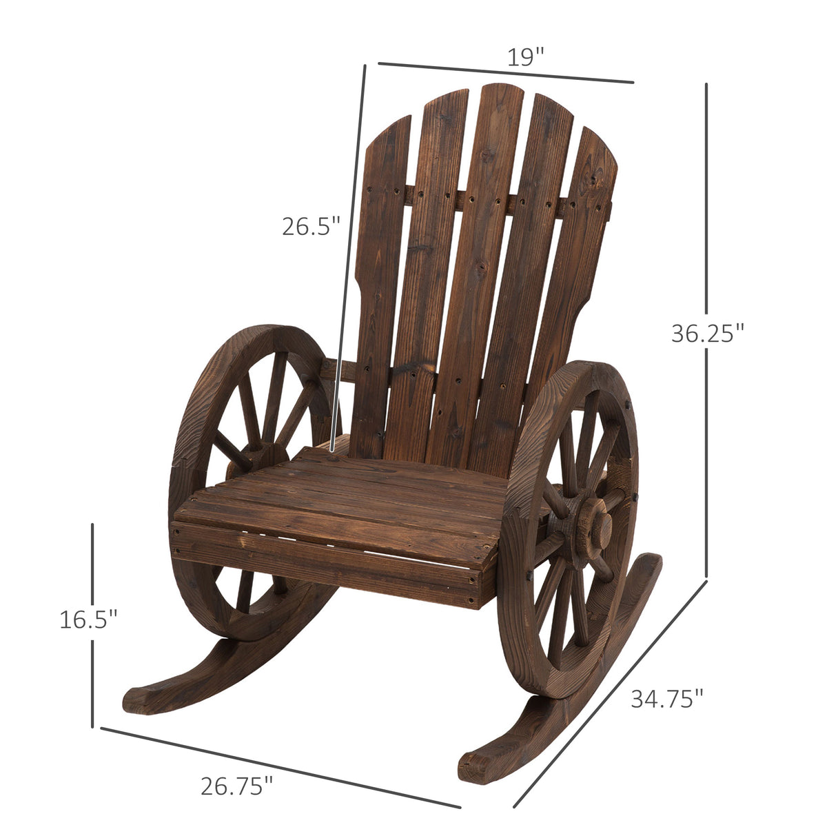 Wooden Rocking Chair — Adirondack Rocker Chair with Slatted Design and Oversized Back — product image 3