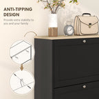 Modern Shoe Storage Cabinet with 3 Flip Drawers and Adjustable Shelves for 12-18 Pairs of Shoes, Black — product image 2