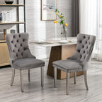 High-end Tufted Solid Wood Contemporary Velvet Upholstered Dining Chair With Chrome Stainless Steel Plating Legs,Nailhead Trim — product image 1
