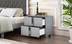 Elegant Nightstand with Metal Foot — Mirrored Bedside Table with 2 Drawers for Bedroom — product image 3