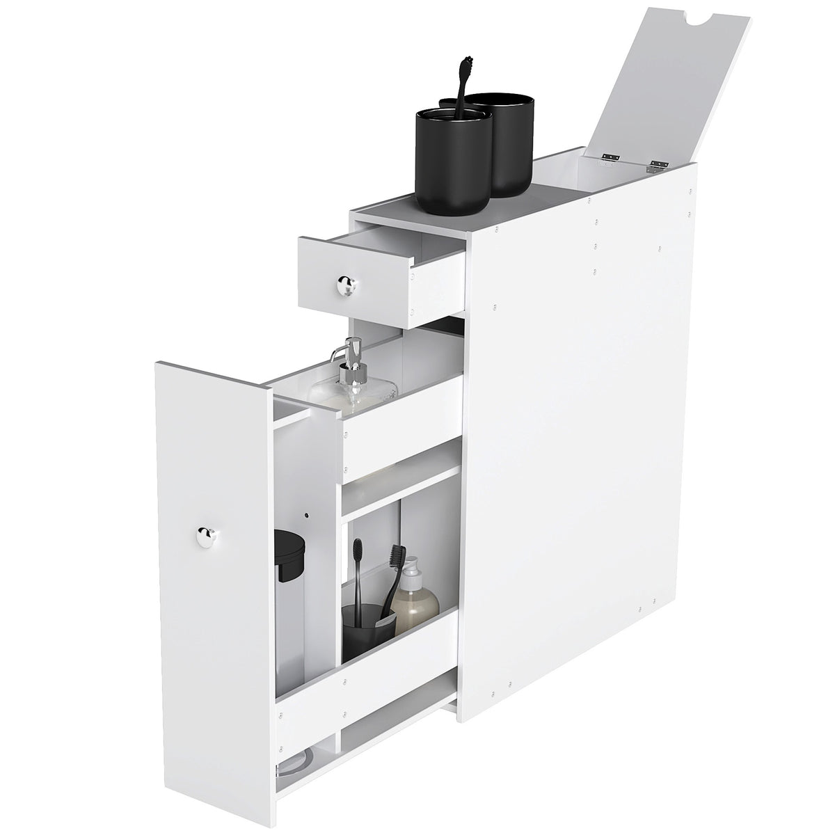 Bathroom Floor Organizer Free Standing Space Saving Narrow Storage Cabinet Bath — product image 1