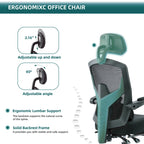 Retractable Footrest Ergonomic Swivel Office Chair With Lumbar Support Pillow And Padded Armrests — product image 2