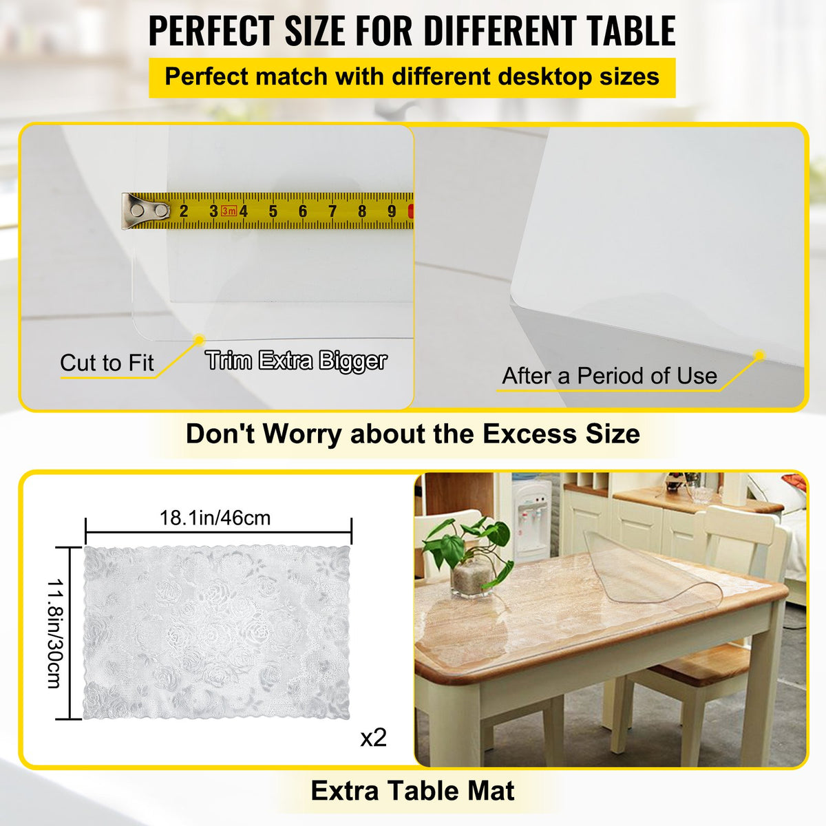 Plastic Table Cover 42 X 78 Inch — 1.5 Mm Thick Clear Table Protector — product image 3