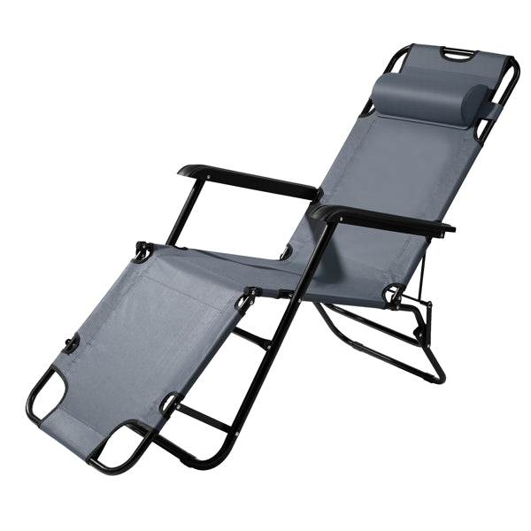 Portable Dual Purposes Extendable Folding Reclining Chair Grey — product image 1