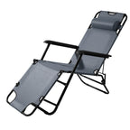 Portable Dual Purposes Extendable Folding Reclining Chair Grey — product image 1