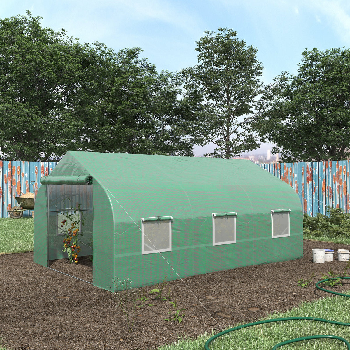 11.5 X 10 X 6.5 Outdoor Portable Walk-in Tunnel Greenhouse with Windows-Deep Green — product image 3