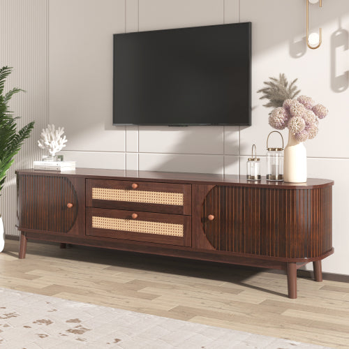 Rattan TV Stand for Tvs Up to 75'' — Modern Farmhouse Media Console — product image 3