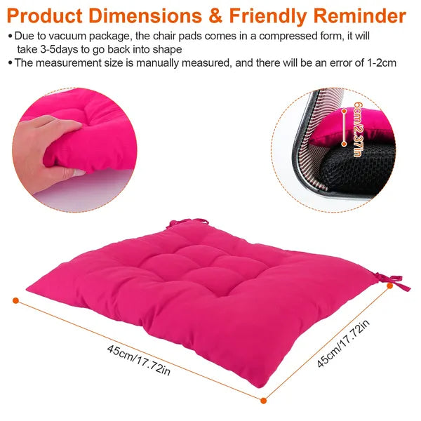 4Pcs Chair Cushion Pads Pillow 17.72x17.72x2.37in Soft Tie On Square Sitting Mats For Home Office Car Sitting Travel Thickened — product image 2