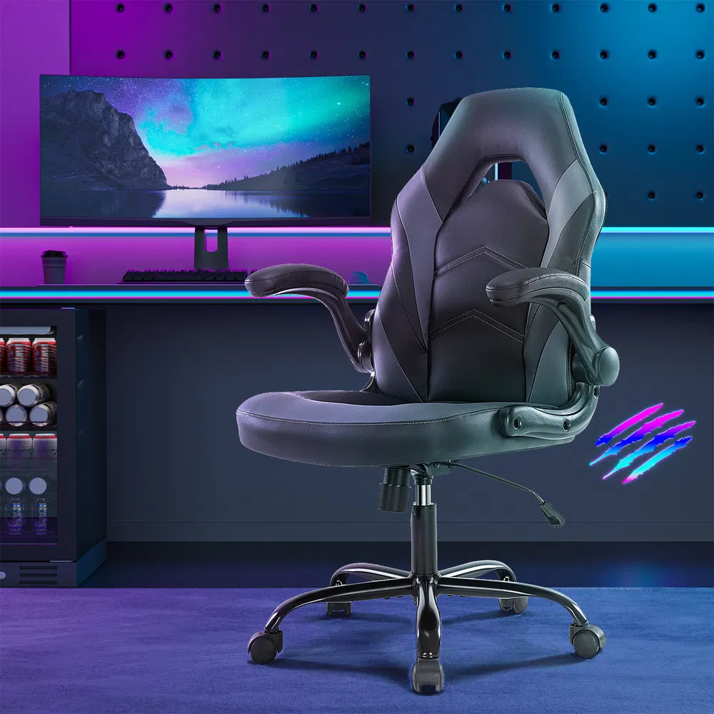 Ergonomic Office Computer Home Gaming Desk Chair Adjustable PU Leather Racing Chair Flip-up Armrest For Christmas Furniture — product image 1