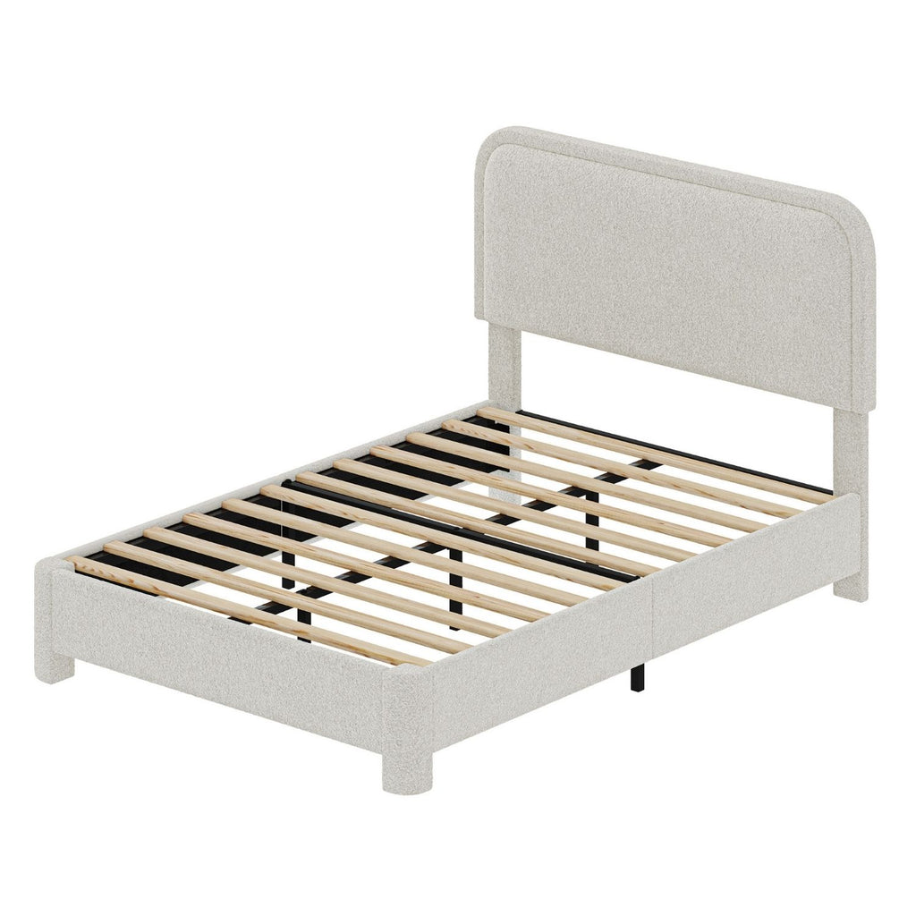 Modern Boucle Bed Frame, Soft Rounded Headboard, Platform Design With Easy Assembly, No Box Spring Needed — product image 3