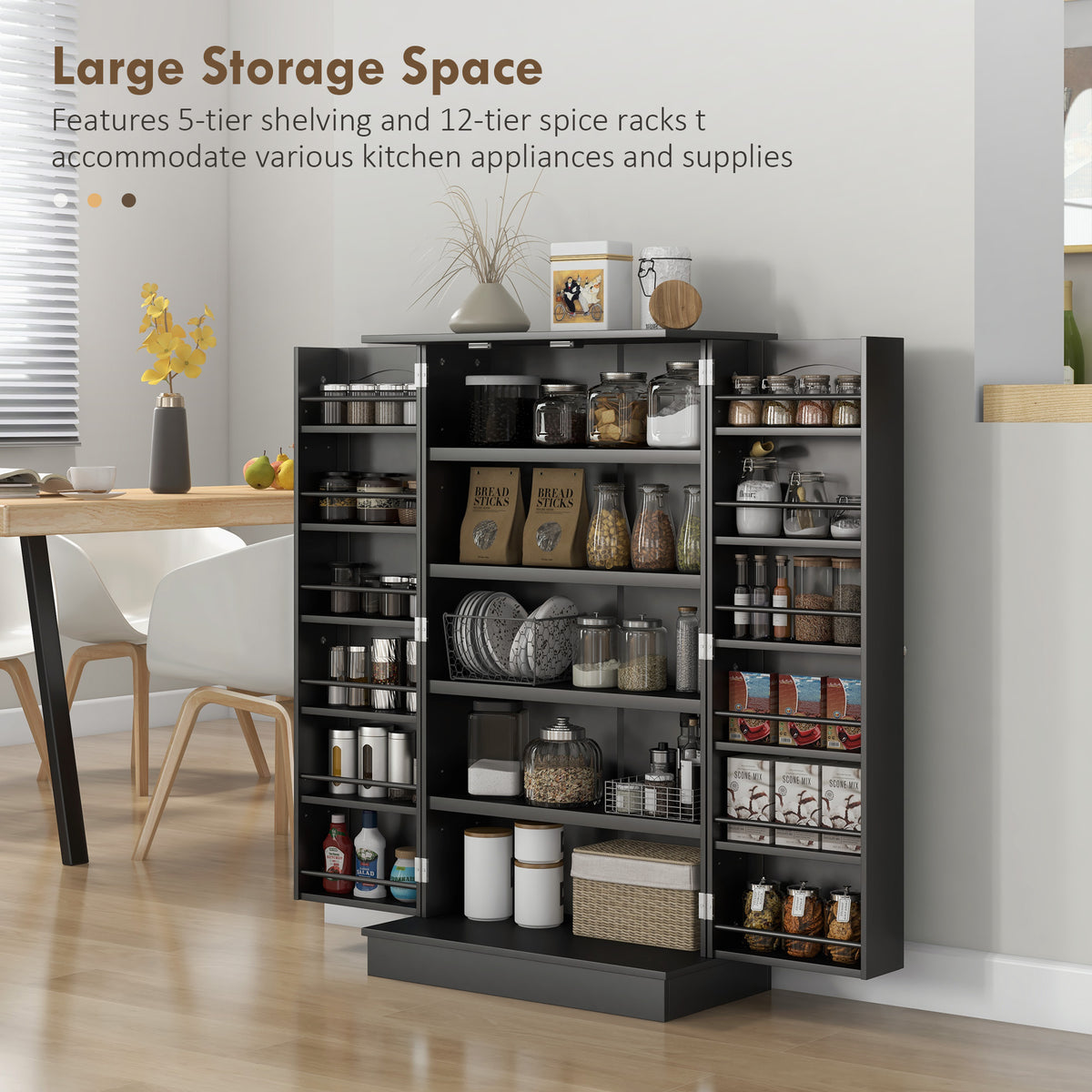 Freestanding Kitchen Pantry Cabinet — Kitchen Cabinet with 12 Door Shelves — product image 2