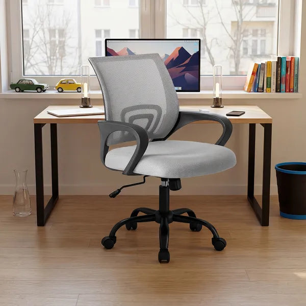 Ergonomic Office Desk Gaming Chair Mid Back With Lumbar Support Rocking Mode Height Adjustable With Fixed Armrest For Office — product image 2