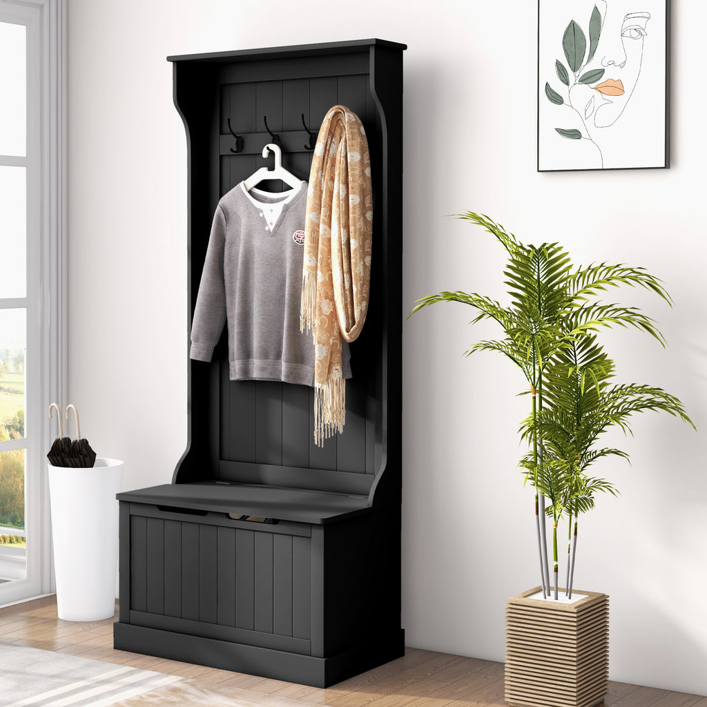 Entryway Hall Tree with Coat Rack and Sitting Bench — product image 3