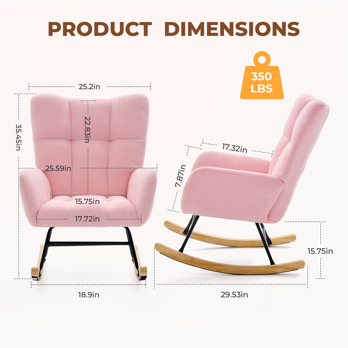 Swing Chair, Made Of Teddy Fabric, Equipped With A High Backrest And A Seat With A Cushion. — product image 2
