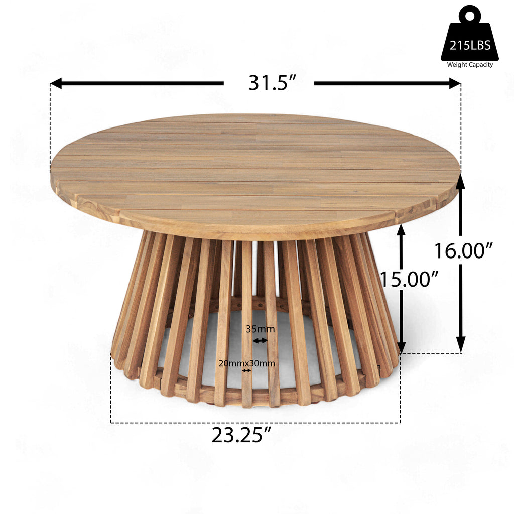 Acacia Wood Patio Coffee Table — product image 2