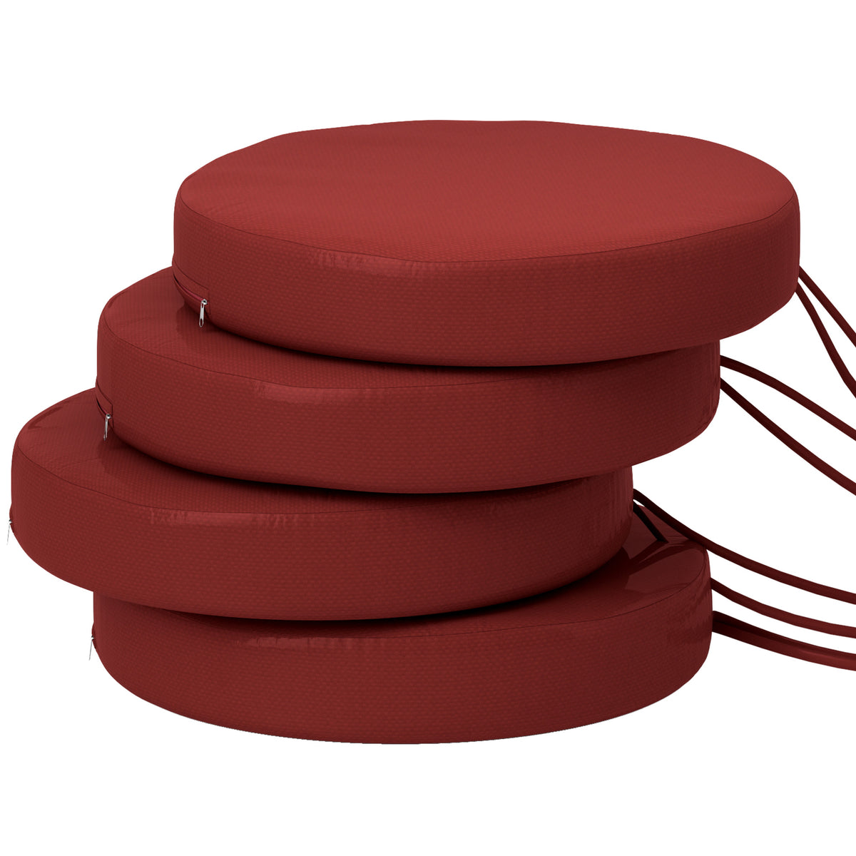 Patio Chair Cushions Set of 4 Round Seat Cushions for Dining Bistro Chairs Machine Washable, 15" x 15" x 3", Wine Red — product image 1