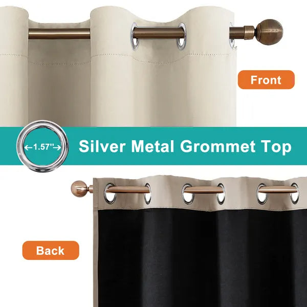 Polyester Grommets Thermal Insulated With Coated Lining 52 In. W X 84 In. L Indoor Blackout Curtains Set Of 2 — product image 3