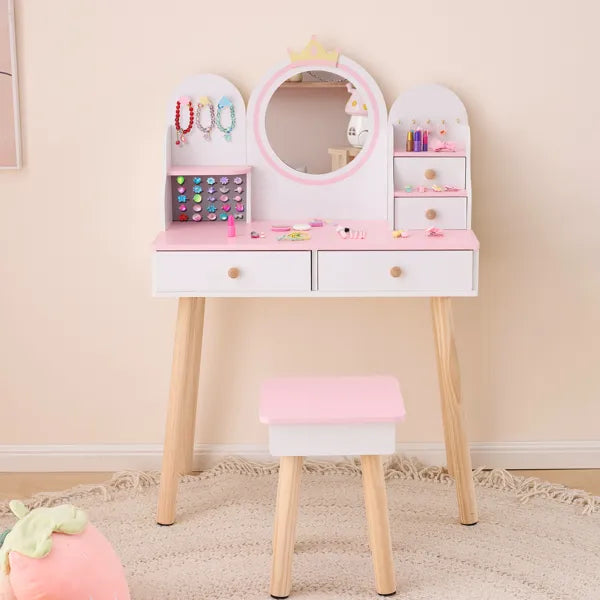 White and Pink Crown Element — MDF + Particleboard + Solid Wood Legs — product image 1