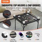 Mahjong Table 4 Player Folding Card Table & 4 Cup Holders Chip Trays Black — product image 3