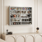 5-Tier Display Cabinet, Wall-Mounted Display Case with 2 Glass Doors and Adjustable Shelves, Gray — product image 3