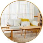 36 Inch Gold Metal Framed Round Bathroom Mirror for Wall. — product image 2