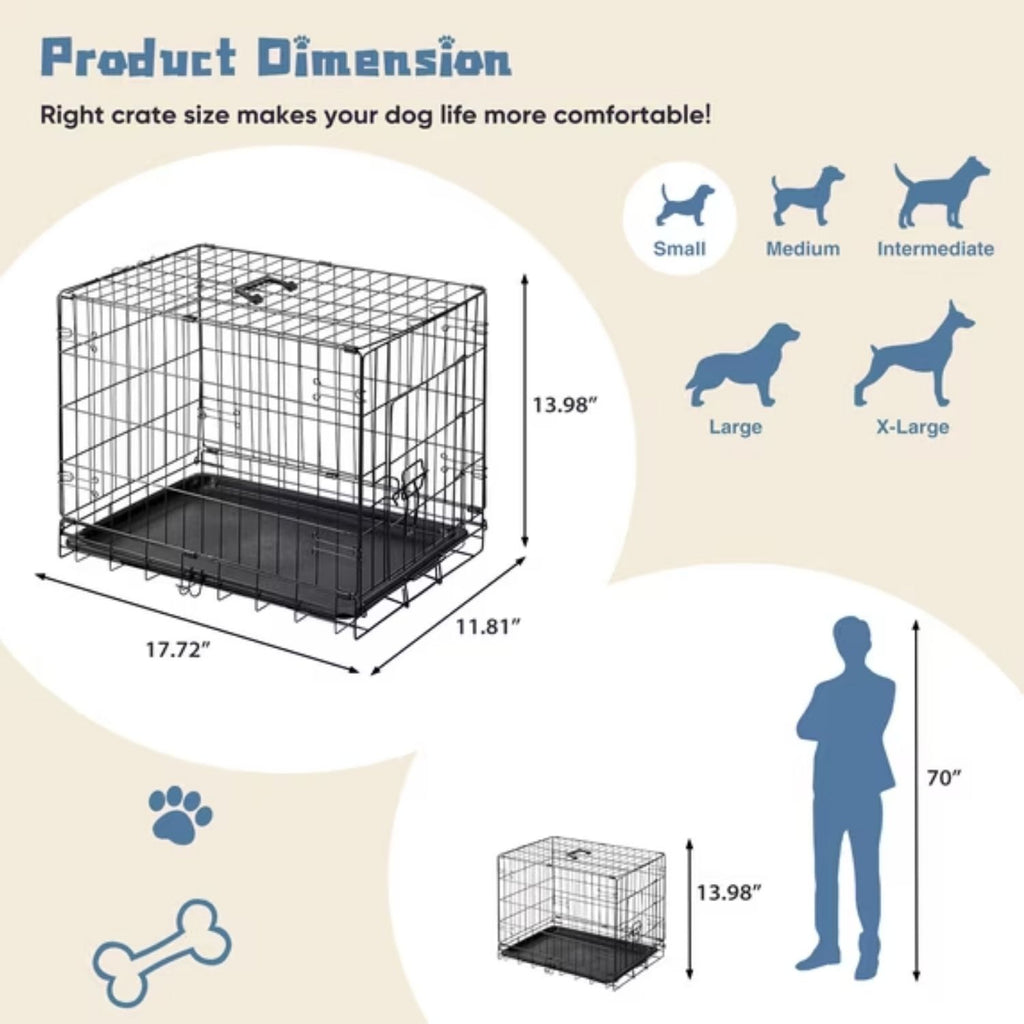Single Door Dog Cage - Durable Metal Pet Kennel, Secure Lock, Collapsible Design, Removable Tray For Easy Cleaning, Portable Puppy Cage — product image 3