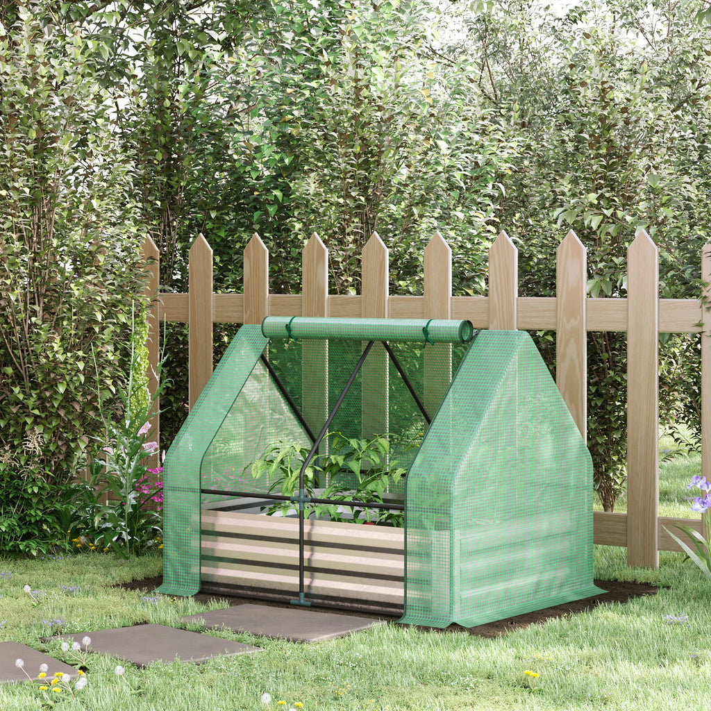 4 x 3ft Metal Planter Box with Mini Greenhouse, Galvanized Raised Garden Bed with Cover for Herbs and Vegetables, Small Greenhouse for Patio Garden Balcony, Green and Gray — product image 2