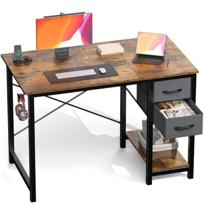 The Computer Desk Has Drawers, The Wooden Desk Has Adjustable Position Drawers, And The Modern Study And Work Desk Has Side Hooks — product image 2