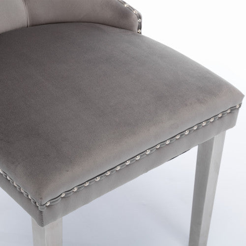 High-end Tufted Solid Wood Contemporary Velvet Upholstered Dining Chair With Chrome Stainless Steel Plating Legs,Nailhead Trim — product image 2