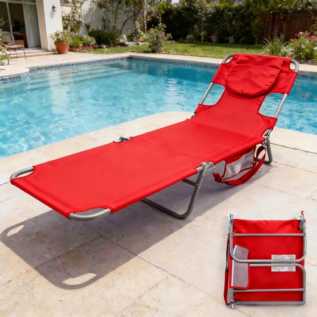 Foldable And Adjustable Lounge Chair, Portable Beach Chair, Equipped With Backpack Straps And Side Pockets — product image 3
