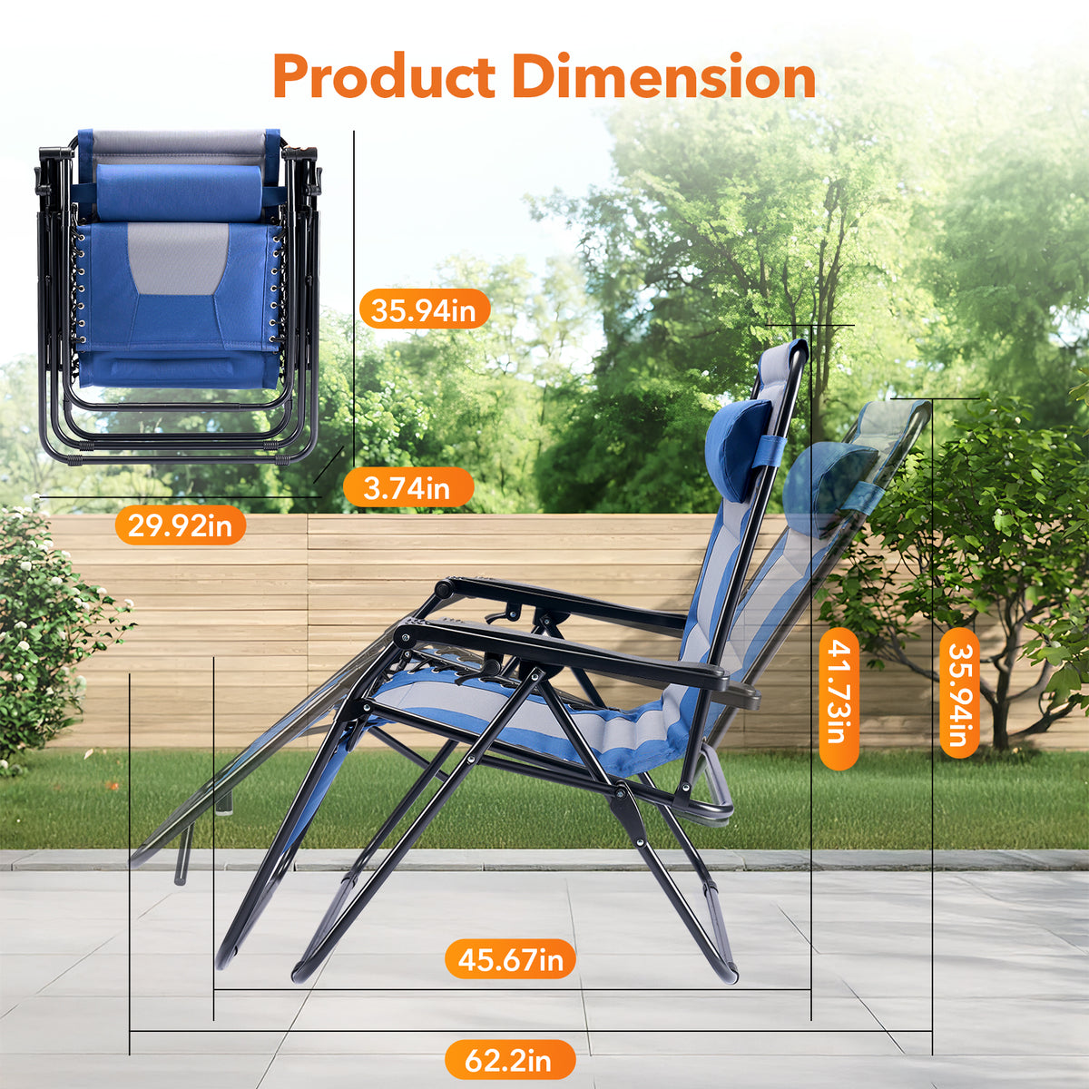 Sleeve-encased Zero-gravity Chair, Heavy-duty Outdoor Recliner, Foldable Anti-gravity Outdoor Leisure Chair — product image 3