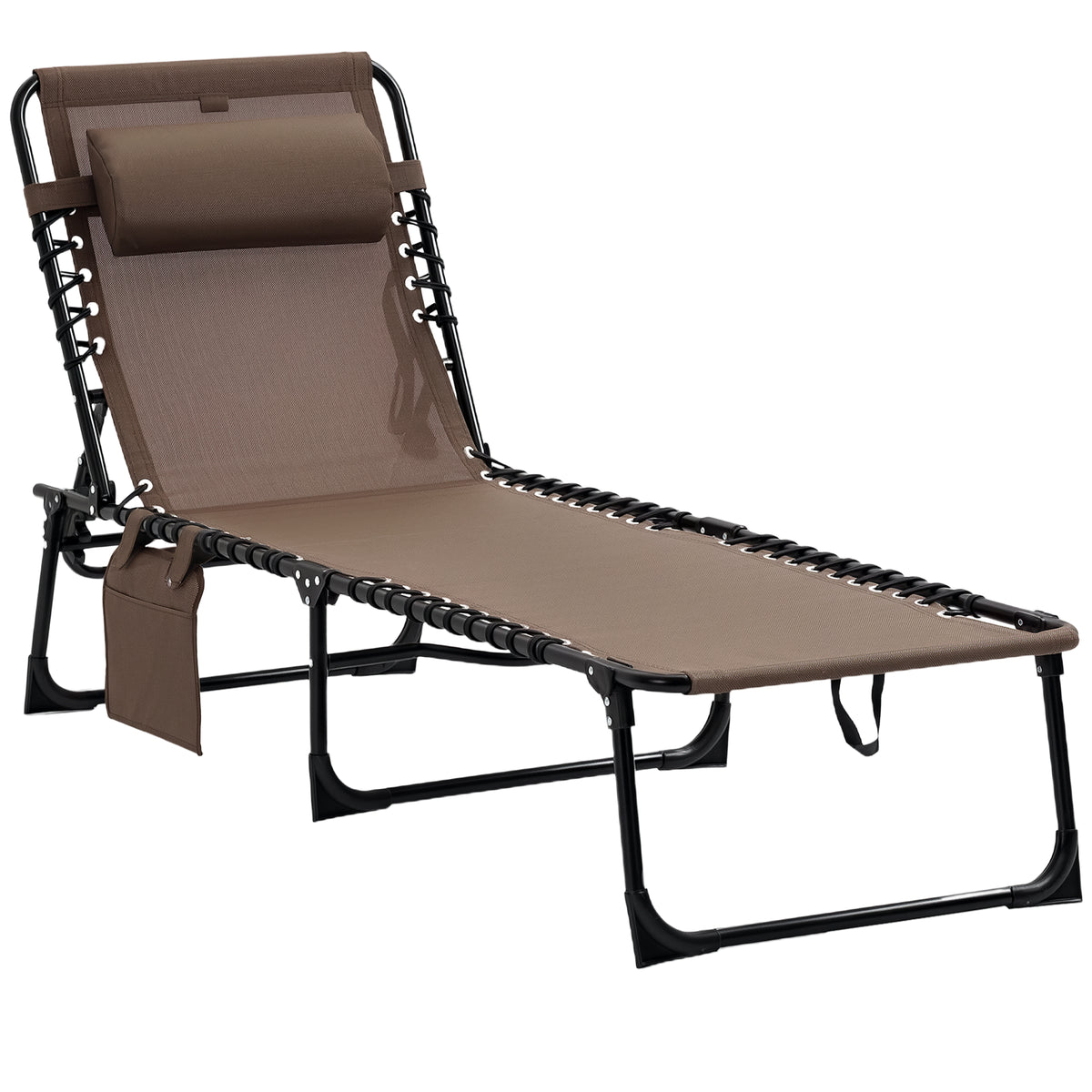 Chaise Lounge Chair Outdoor — Folding Bed Cot with Removable Pillow for Garden — product image 1