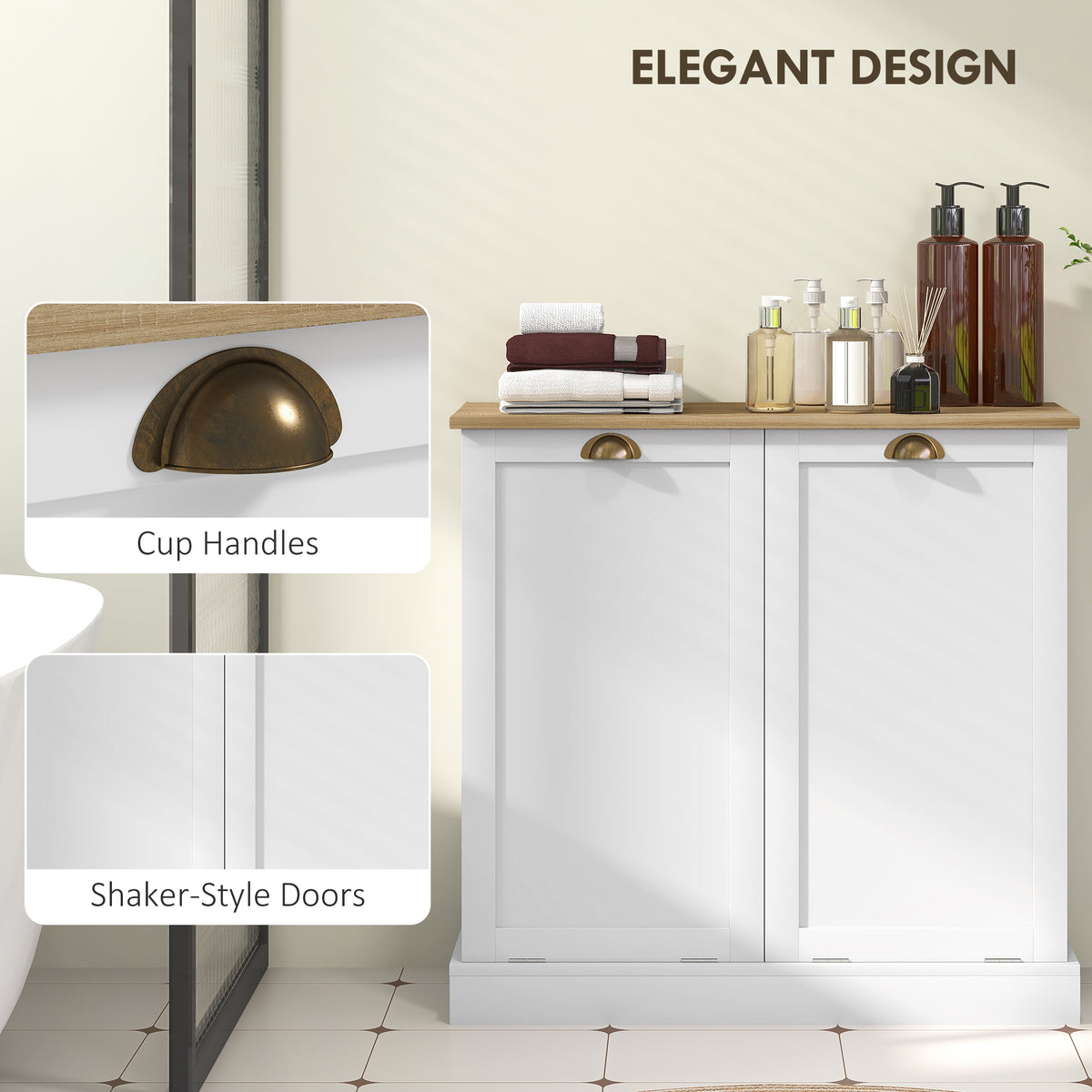 White laundry hamper cabinet product dimensions