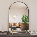 24x36 Inch Black Metal Framed Arched Bathroom Mirror for Wall. — product image 1